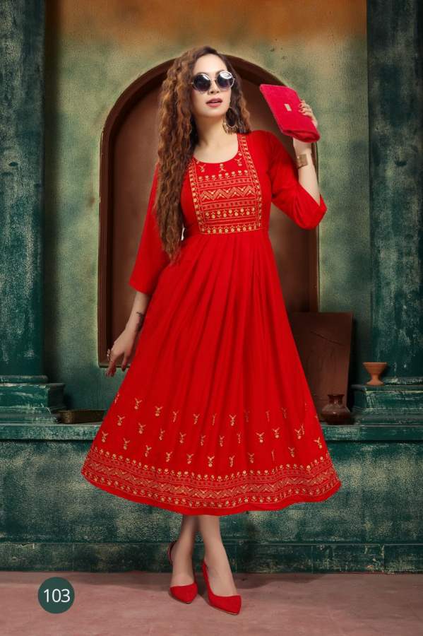 Razzo Zarina Fancy Ethnic Wear Embroidery Work Anarkali Kurti Collection